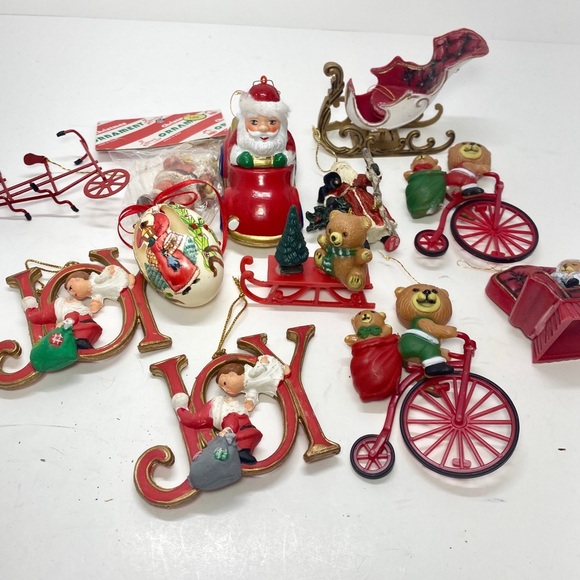 Vintage Lot Plastic, Ceramic Christmas Ornaments - Picture 1 of 12